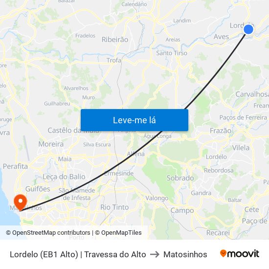 Lordelo (EB1 Alto) | Travessa do Alto to Matosinhos map