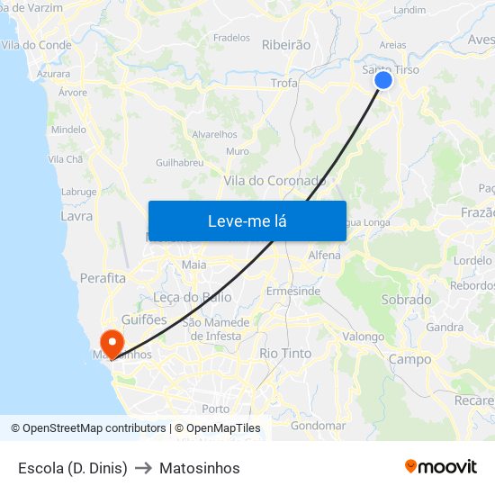 Escola (D. Dinis) to Matosinhos map