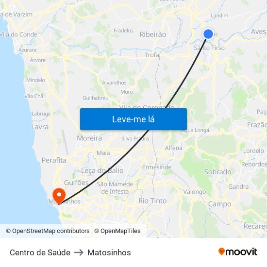 Centro de Saúde to Matosinhos map