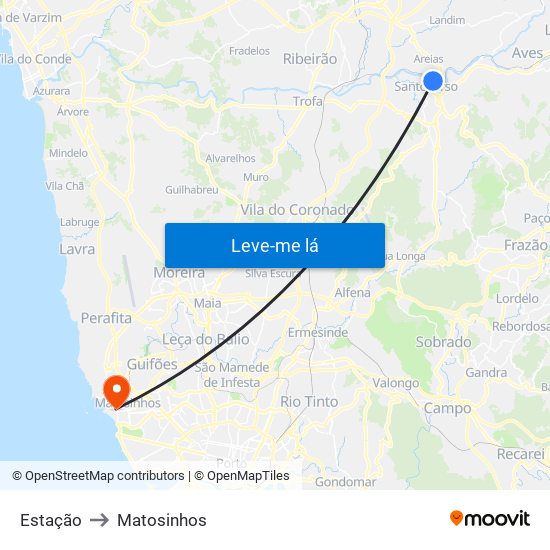 Estação to Matosinhos map