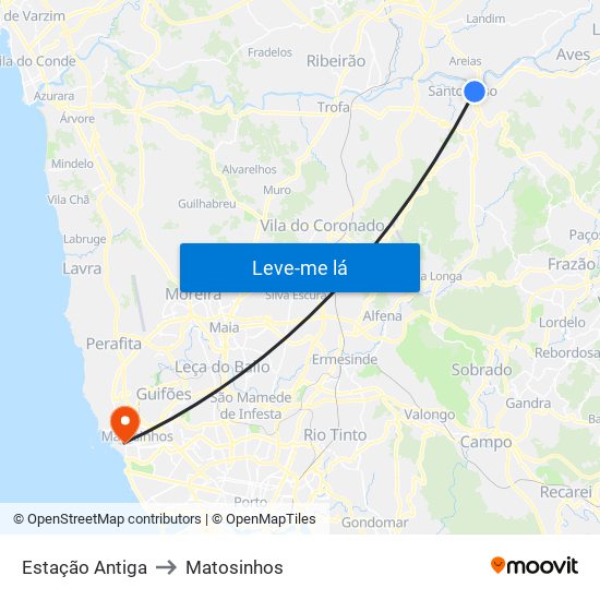 Estação Antiga to Matosinhos map