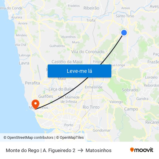 Monte do Rego | A. Figueiredo 2 to Matosinhos map
