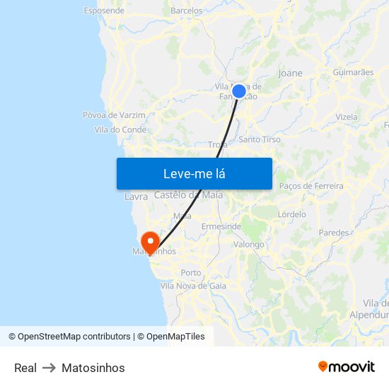 Real to Matosinhos map