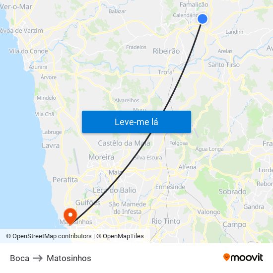 Boca to Matosinhos map