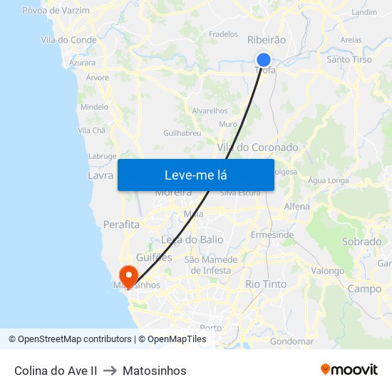 Colina do Ave II to Matosinhos map