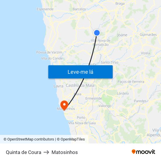 Quinta de Coura to Matosinhos map