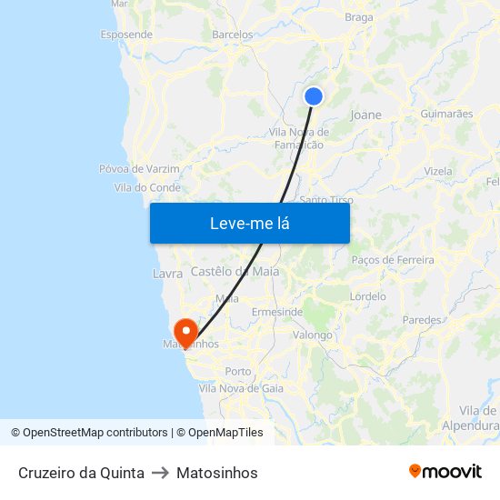 Cruzeiro da Quinta to Matosinhos map