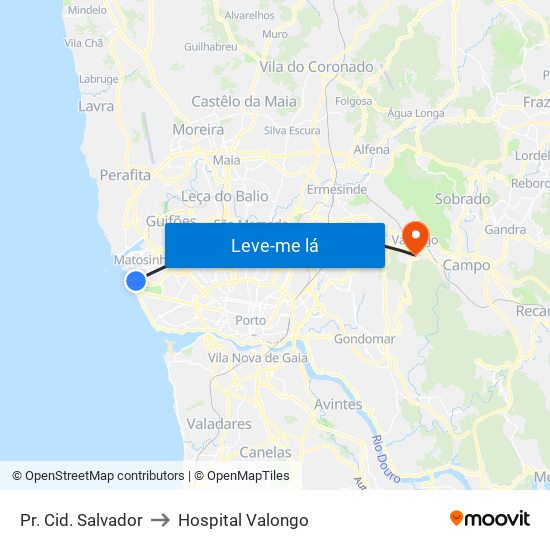 Pr. Cid. Salvador to Hospital Valongo map