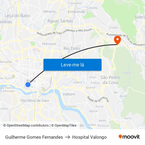 Guilherme Gomes Fernandes to Hospital Valongo map