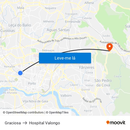 Graciosa to Hospital Valongo map