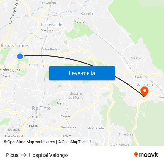 Pícua to Hospital Valongo map