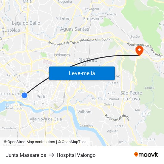 Junta Massarelos to Hospital Valongo map