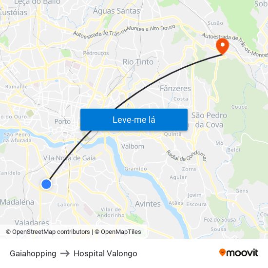 Gaiahopping to Hospital Valongo map