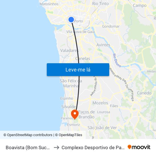 Boavista (Bom Sucesso) to Complexo Desportivo de Paramos map