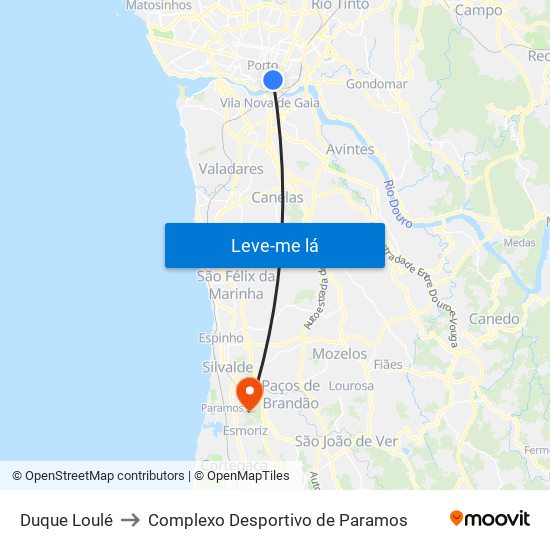 Duque Loulé to Complexo Desportivo de Paramos map