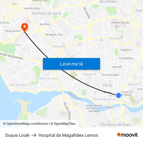 Duque Loulé to Hospital de Magalhães Lemos map