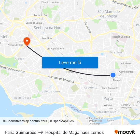 Faria Guimarães to Hospital de Magalhães Lemos map