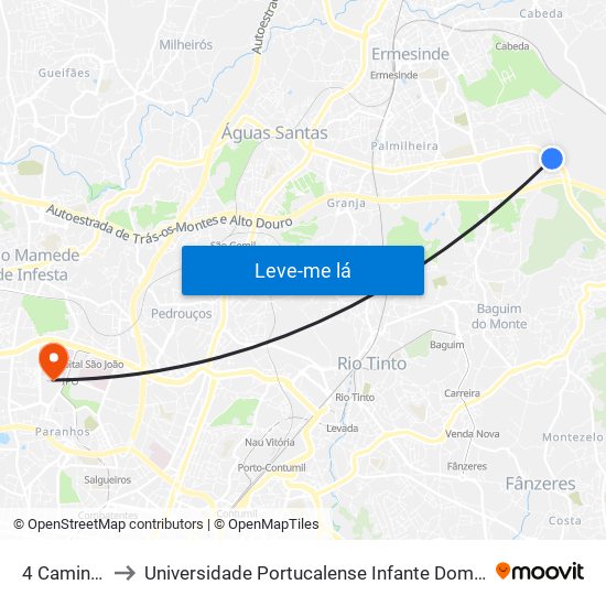 4 Caminhos to Universidade Portucalense Infante Dom Henrique map