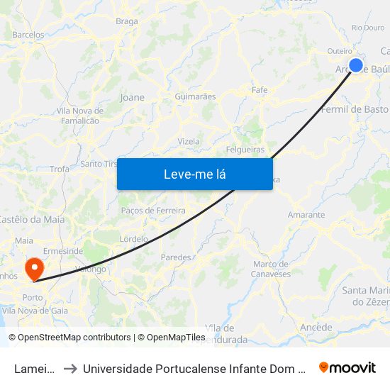 Lameiros to Universidade Portucalense Infante Dom Henrique map