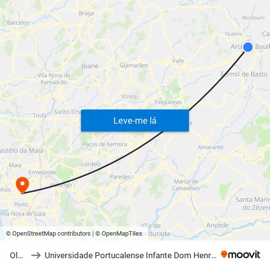 Olela to Universidade Portucalense Infante Dom Henrique map