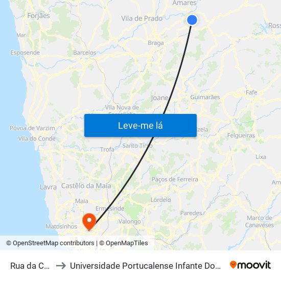 Rua da Costa to Universidade Portucalense Infante Dom Henrique map