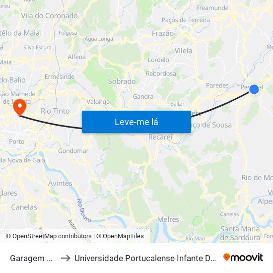 Penafiel | Garagem Valpi to Universidade Portucalense Infante Dom Henrique map