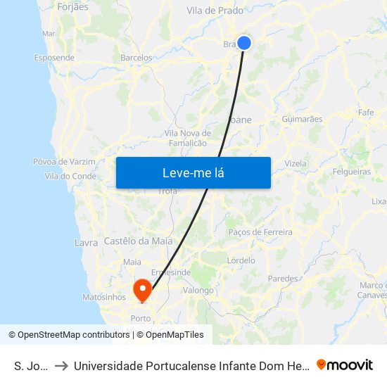 S. José to Universidade Portucalense Infante Dom Henrique map