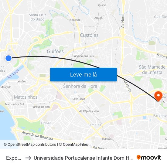 Exponor to Universidade Portucalense Infante Dom Henrique map