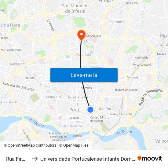 Rua Firmeza to Universidade Portucalense Infante Dom Henrique map