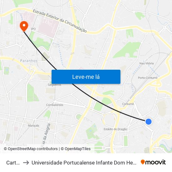 Cartes to Universidade Portucalense Infante Dom Henrique map