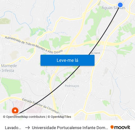 Lavadouros to Universidade Portucalense Infante Dom Henrique map