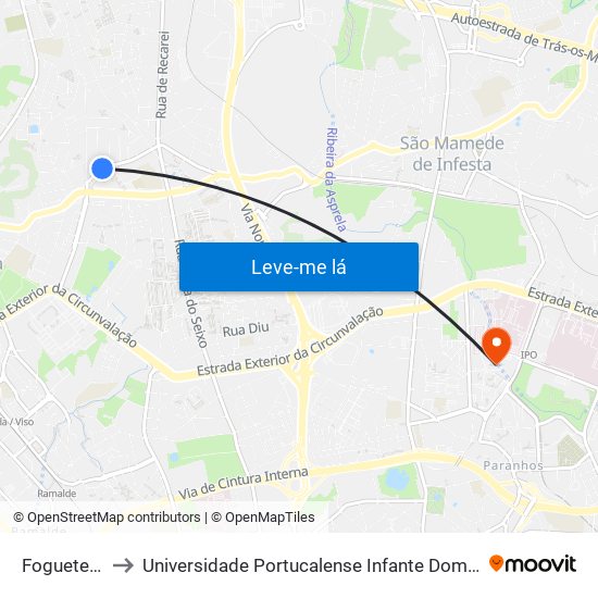 Fogueteiros to Universidade Portucalense Infante Dom Henrique map