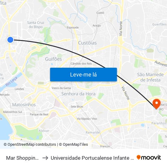 Mar Shopping - Ikea to Universidade Portucalense Infante Dom Henrique map