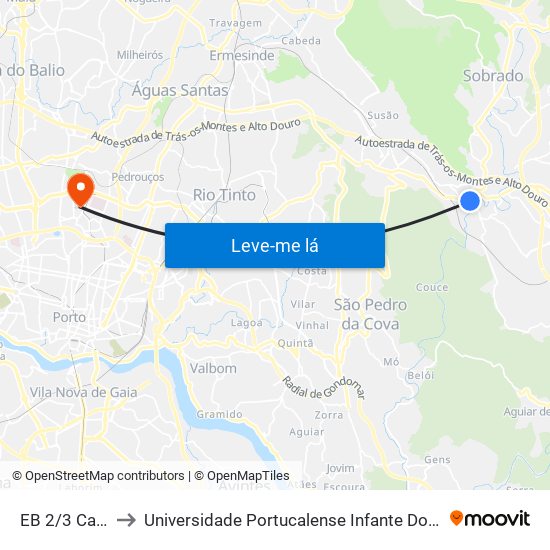 EB 2/3 Campo to Universidade Portucalense Infante Dom Henrique map