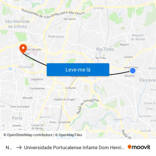 Noé to Universidade Portucalense Infante Dom Henrique map