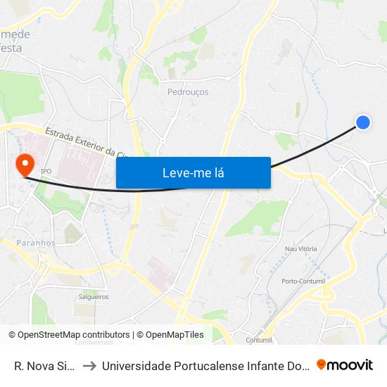 R. Nova Sistelo to Universidade Portucalense Infante Dom Henrique map