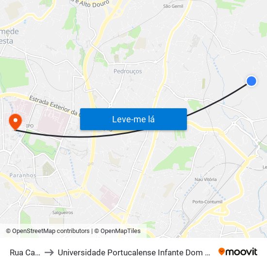 Rua Casal to Universidade Portucalense Infante Dom Henrique map