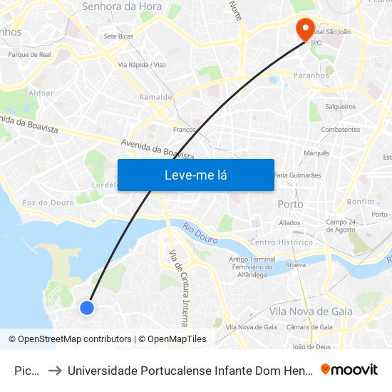 Picão to Universidade Portucalense Infante Dom Henrique map