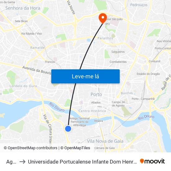 Agro to Universidade Portucalense Infante Dom Henrique map