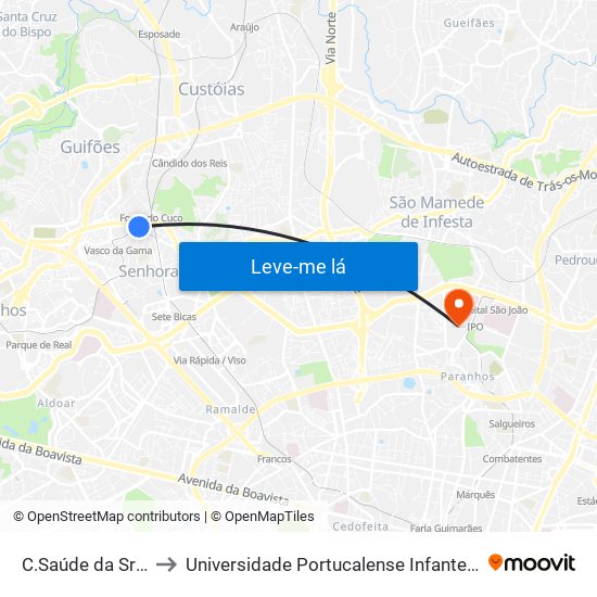 C.Saúde da Sra. Hora to Universidade Portucalense Infante Dom Henrique map