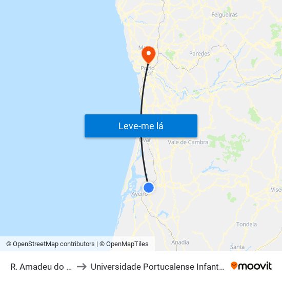 R. Amadeu do Vale 2 A to Universidade Portucalense Infante Dom Henrique map