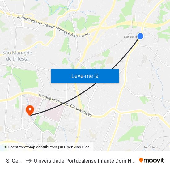 S. Gemil to Universidade Portucalense Infante Dom Henrique map