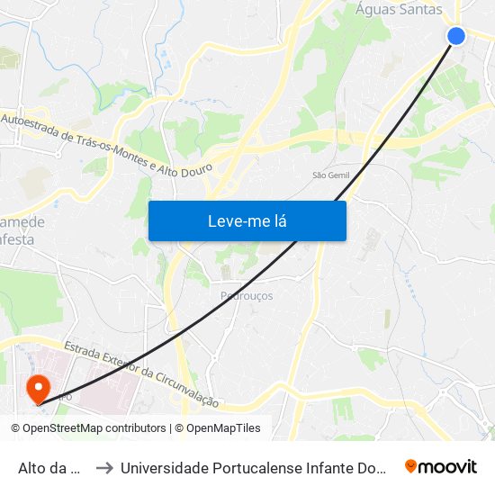 Alto da Maia to Universidade Portucalense Infante Dom Henrique map