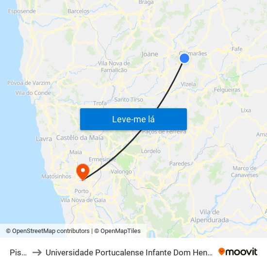 Pisca to Universidade Portucalense Infante Dom Henrique map