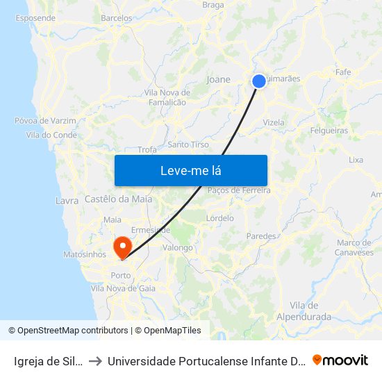 Igreja de Silvares to Universidade Portucalense Infante Dom Henrique map