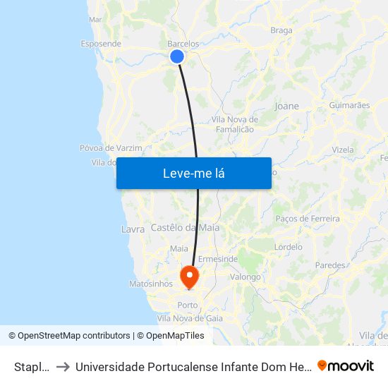 Staples to Universidade Portucalense Infante Dom Henrique map