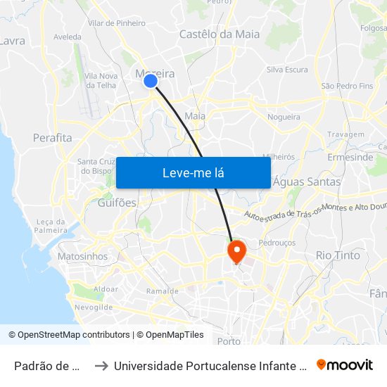 Padrão de Moreira to Universidade Portucalense Infante Dom Henrique map