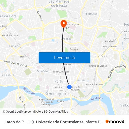 Largo do Padrão to Universidade Portucalense Infante Dom Henrique map