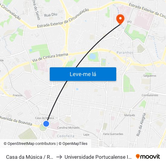 Casa da Música / Rot. da Boavista to Universidade Portucalense Infante Dom Henrique map