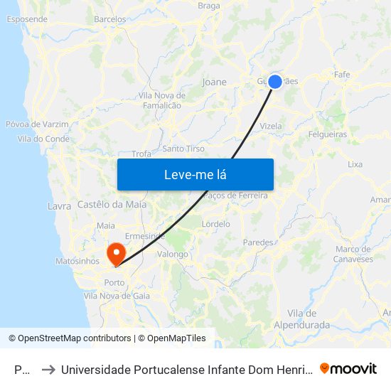 PSP to Universidade Portucalense Infante Dom Henrique map